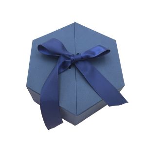 Hexagonal Shaped Art Paper Ribbon Rigid Packaging Box Style Ideal Packaging