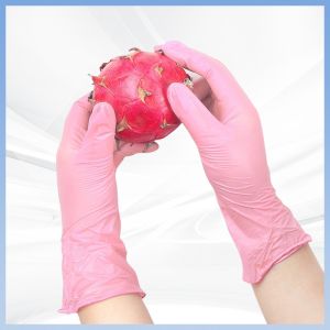Disposable Pink Synthetic Nitrile Gloves For Food Prep Cooking Serving And
