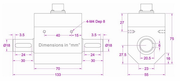 shaft rotary torque sensor size