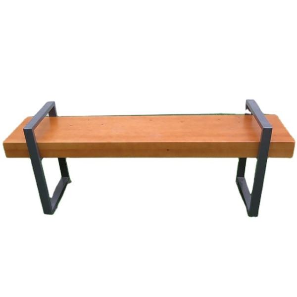 Buy Contemporary Simple Design Outdoor Thick Wooden Steel Bench Color Coating at wholesale prices
