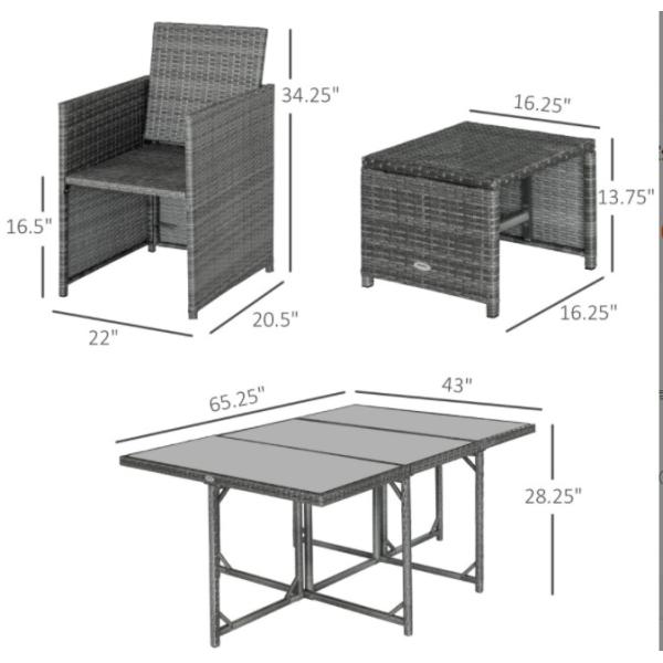 Rattan Wicker Dining Table Furniture Set Metal Lounge Lounger Ottoman Footrest Sofa 11pcs