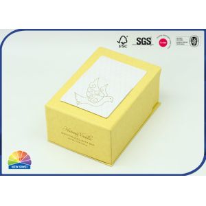 Faint Yellow Printing 1200gsm Hinged Lid Box Gold Hot Stamping