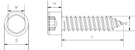 Hex Socket Cup Head Stainless Steel Self Tapping Screws UNF 5.5 Thread Fastener