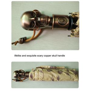 Shinny Skull Handle Foldable Windproof Umbrella For Men