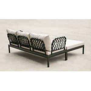 680mm Height 730mm Depth White Rattan Sofa , Rattan Patio Corner Sofa UV