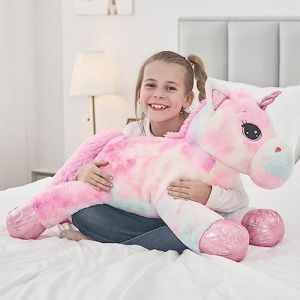MorisMos 32in Giant Rainbow Pink Unicorn Stuffed Animals Soft Cotton Toys PP