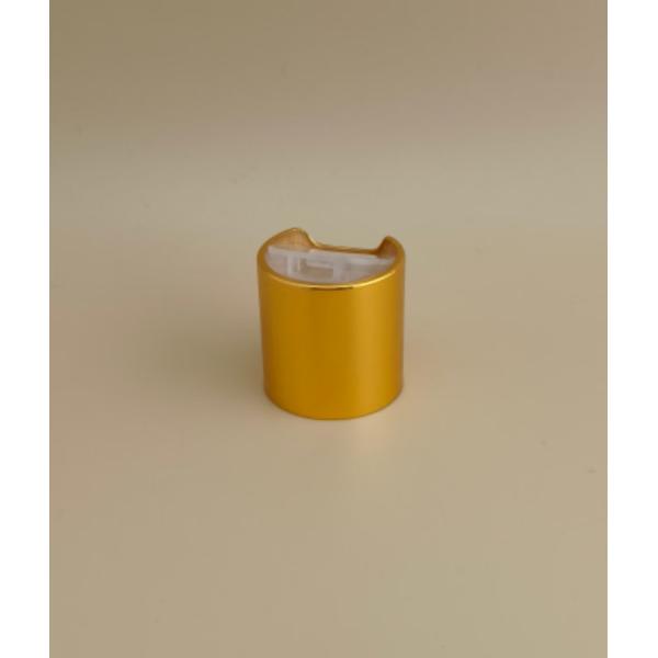 Yellow Aluminium-Plastic Round Smooth Cap with Clear Button for Skincare Bottles