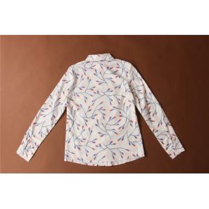 100% Cotton Ladies Casual Print Shirts 2 Color Floral Blouse Long Sleeve