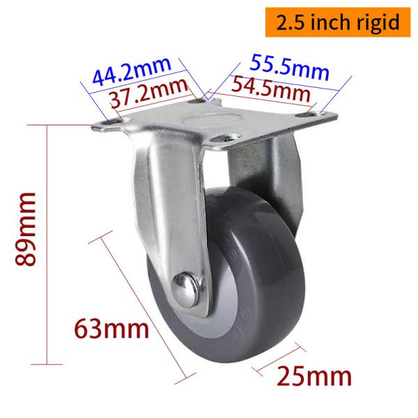 EDL Light Duty 2.5inch 70kg Plate TPU Caster by Rigid, Swivel and Brake type