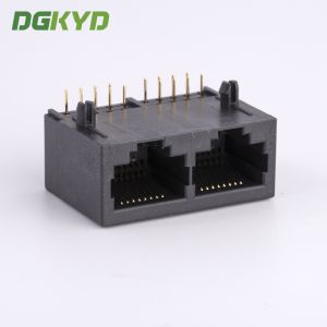 21.3mm Side Entry Tap Down 2 Port RJ45 Modular Jack Without Transformer