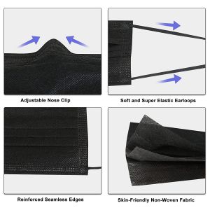 3ply Meltblown Cloth Facemask Outdoor Breathable Black Medical Mask