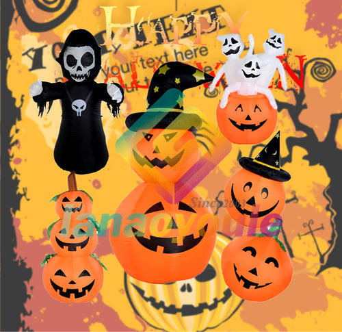 Party Decoration 0.55mm Inflatable Pumpkin Halloween With Light