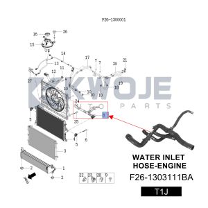 OEM F26-1303111BA Car Cooling System WATER INLET HOSE-ENGINE For Chery Jetour