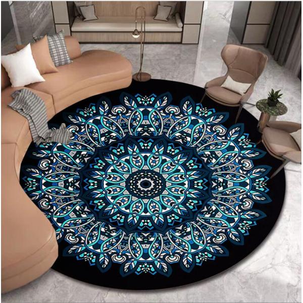100*100cm Living Room / Hotel Carpet Printed Flower Ethnic Style Round Carpet