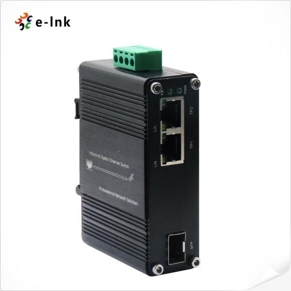 Buy Mini Industrial 1-Port 100/1000X SFP to 2-Port 10/100/1000T Ethernet Media Converter Supports Full/Half-duplex, Auto-negotiation at wholesale prices