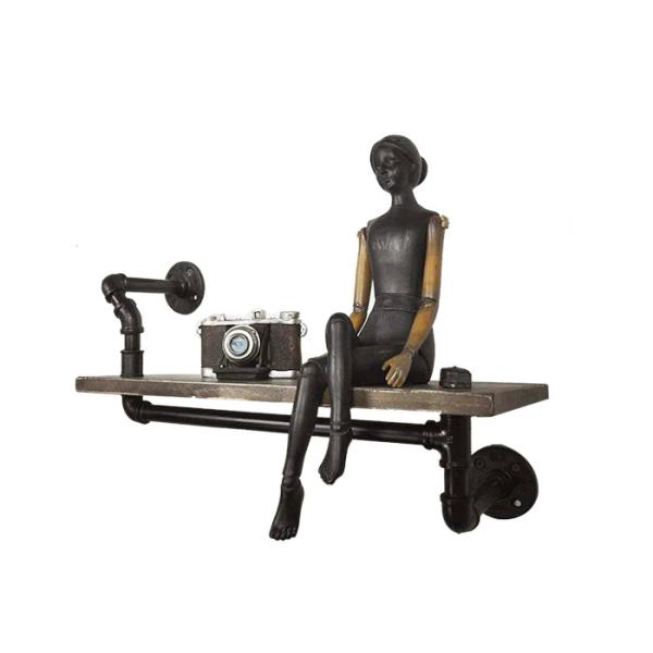 15x10cm Industrial Pipe Shelving Wood Brackets For Flower / Book Shelving