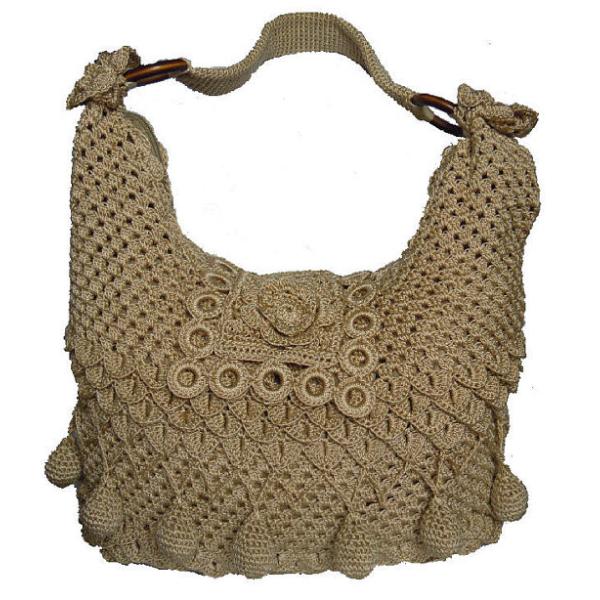 Buy Fashion  Handmade crochet hobo women beige bag at wholesale prices