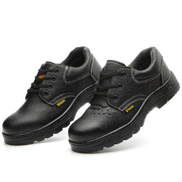 Shengjie embossed cow leather upper material and rubber outsole material quality steel toe steel plate safety shoes