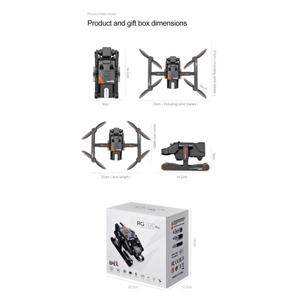 Rg700 Pro Drone 4k Gps 8k Hd Dual Camera Fpv Brushless Rc Drone Remote Control Toys Quadcopter Toys Aircraft For Adults Kids