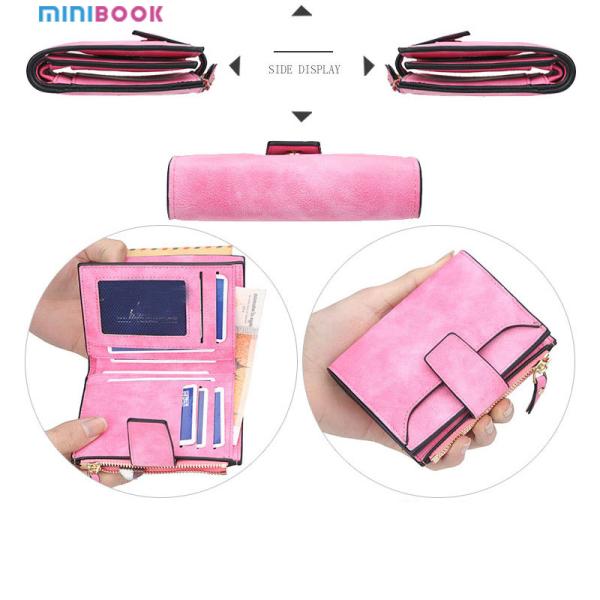 ISO9001 Certified Minibook PU Leather Purse Chain Card Holder Wallet for Ladies