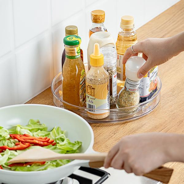 Small Round Dining Turntable Lazy Susan Rotating Spice Rack for Bathroom, Kitchen and Living Room