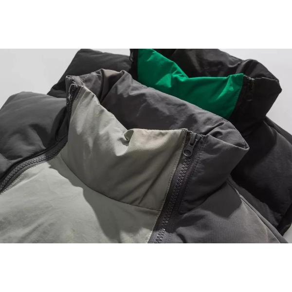 Retro Winter Contrast Color Sleeveless Stand Collar Thick Vest