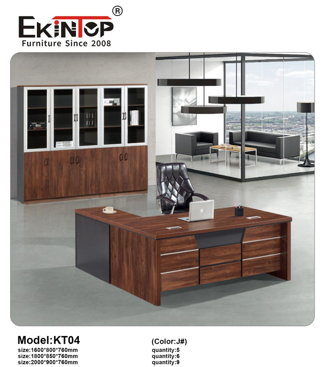 Ekintop Computer Office Table Modern Executive Wooden Office Table Desk with