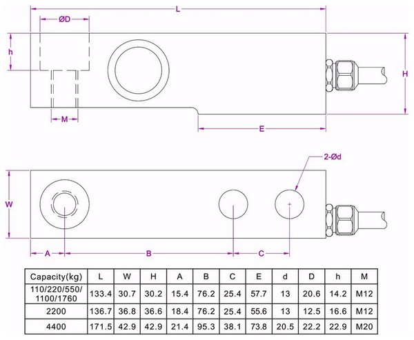 IP68 waterproof load cell 110kg 220kg 550kg 1100kg 1760kg 2200kg 4400kg