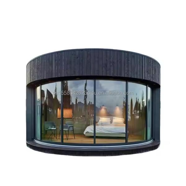 Foldable Container Luxury Glamping Pod Cabin Prefab Wooden Houses Flat Pack Circle Home round Wood Structure 20ft/40ft