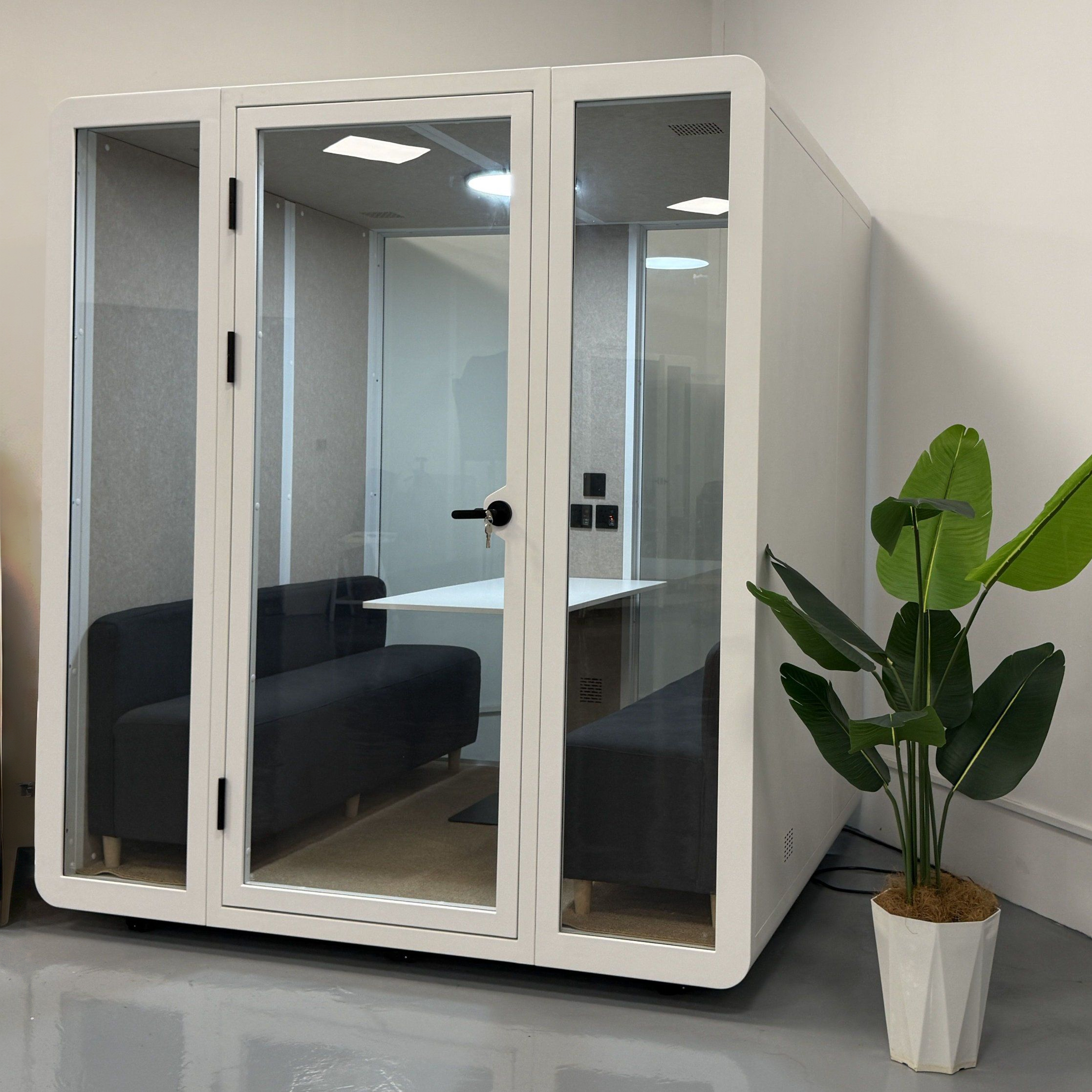 K218 K230 Desk Soundproof Booth Office Home Hospital Phone Booth Pods For 4 Person Capacity