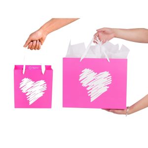 Custom Order Luxury Pink Heart Gift Jewelry Shopping Paper Bag for Valentine's