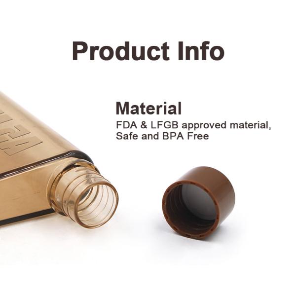 LFGB 600ml Flat Plastic Water Bottle Memo BPA Free