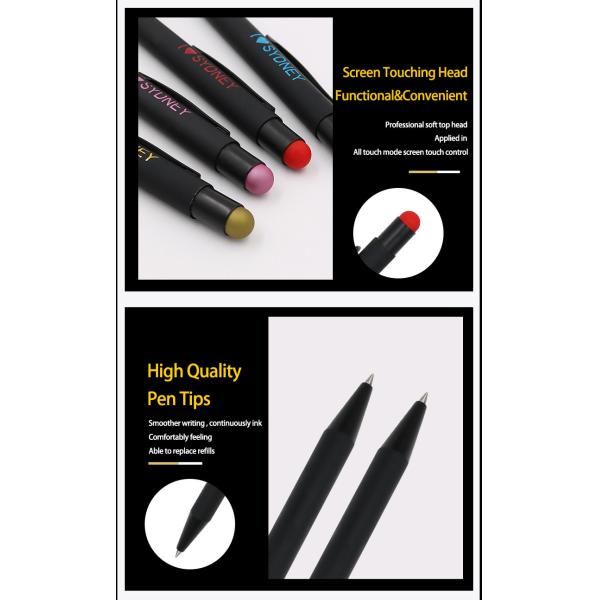 Wholesale Custom Logo Metal Touch Screen Ball Pen Soft Rubber Colorful Stylus Pen