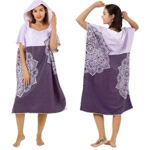 Custom Digital Print Microfiber Adult Surf Poncho Hooded Towel Changing Poncho