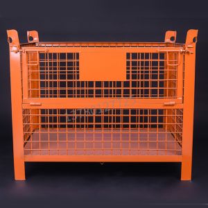 China Lockable Folding 50*100mm 1000KG Capacity Steel Pallet Cages on sale