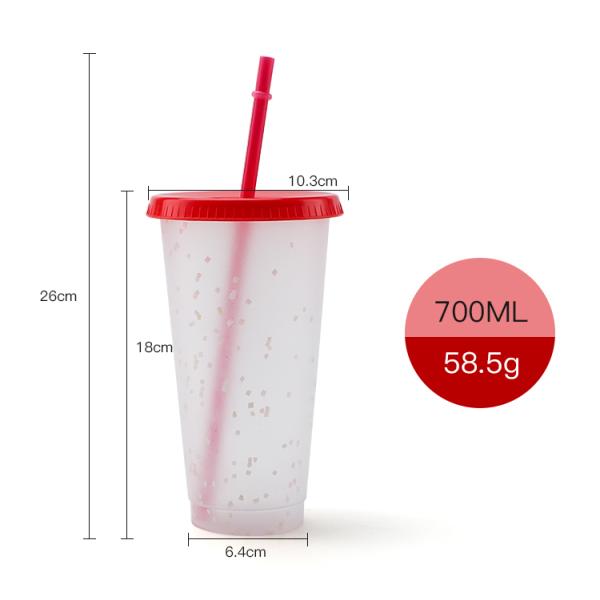 2020 Amazon Hot Sale Color Changing Cold Water Cups Plastic Coffee Tumbler With Straw