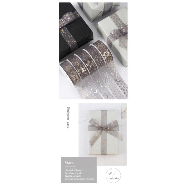 Luxury gift wrapping use cheap gold silver logo printed custom organza ribbon with logo