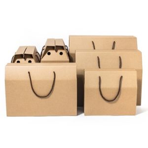 Portable Corrugated Bulk Craft Paper Bags Merchandise Food Fruit Packaging Box