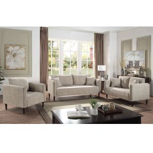 Quality 3 Piece Sofa set with Pillows, Light Gray Chenille for sale
