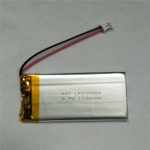 Silver Lithium Polymer Battery LP503759 3.7V 1100mAh With PCM