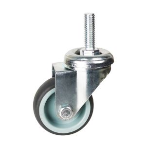 Quality 3&quot; Soft Grey TPR Hand Cart Wheels M10 Threaded Stem Total Lock Swivel Casters For Wooden Floors for sale