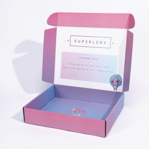 Custom Logo Pink Color Cosmetic Corrugated Packaging Mailer Box with Glossy