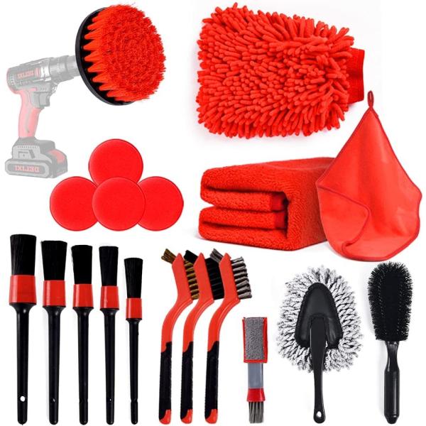 18 Pcs Car Cleaning Tools Kit with Car Detailing Brush Set,Auto Detailing Car Cleaning Kit