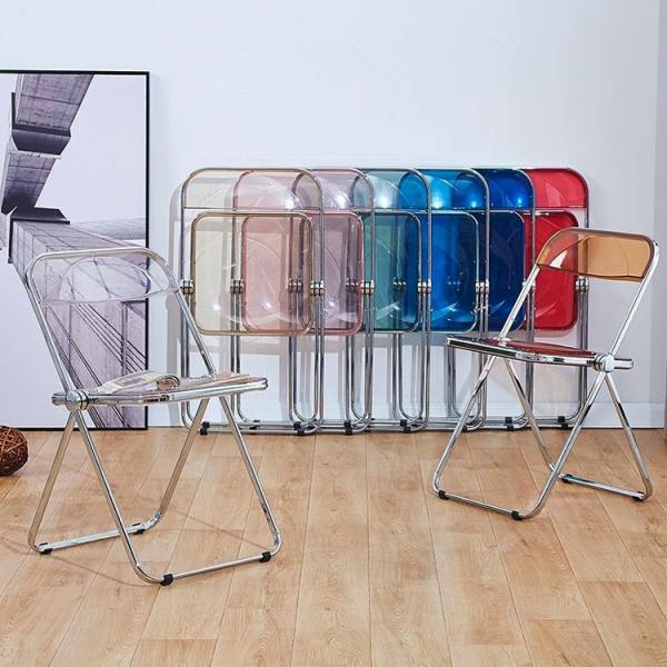 Custom Logo Clear Plastic Folding Chair for Garden Restaurant Cafe Wedding Banquet Even