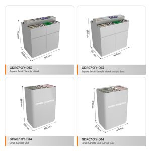 Retail Shop Furniture Grey Wooden Sample Island For Space-Saving Store Showcase