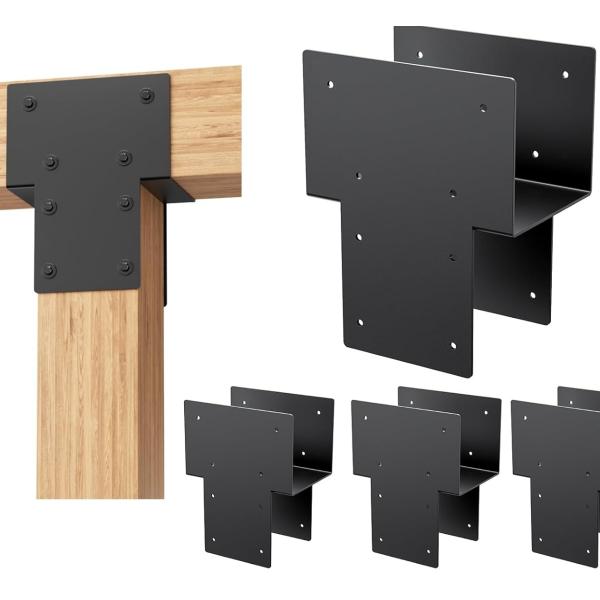 Buy Heavy-Duty Steel Post Caps Tie Bracket For Connecting Wood Gazebo Deck Patio Post Wood Beams Bracket Metal Material at wholesale prices