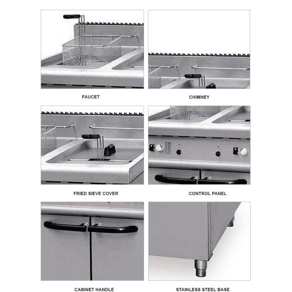 Industrial Double Tanks Deep Fryer With Cabinet For Meat Chicken Potato Chips