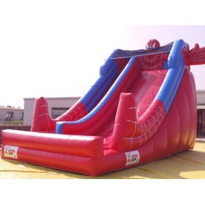 Quality Red Color PVC Inflatable Water Slide With Pool In Front Of / Spiderman Slides For kids for sale