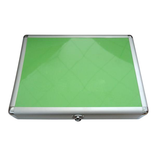 Durable Table Tennis Racket Case Green Top Silver Edge Aluminum For Bats / Balls