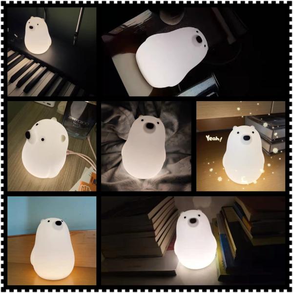 Kawai Bear Kids Baby Nursery Bedroom Night Light lamp Gifts Silicone Bear Light Kids Night Light